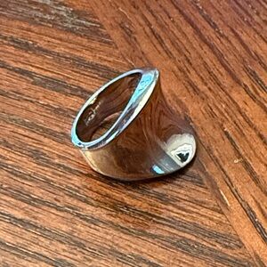 Source Unknown Polished Silver Wide Ring